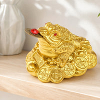 Wealth Three-Legged Toad with Coin Traditional Three-Legged Toad Ornament Miniature Figurine Compact for Display Cabinet, Shop Counter