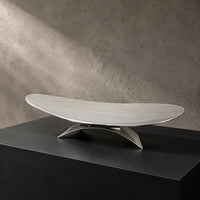 Stainless Steel Fruit Tray Sculptural Oval Fruit Bowl Elevated