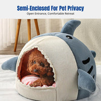 Shark-Shaped Pet Nest Semi-Enclosed Shark-Shaped Hideout All-Season Use Warm and Cozy for Indoor, Bedroom, Home
