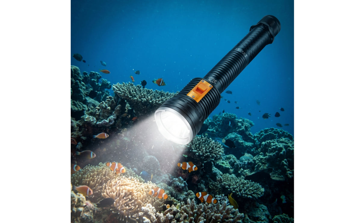 Portable Dive Torch with Side Switch Bright Dive Light with Rechargeable Battery Rugged Diving Light Compact for Divers