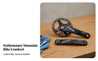 Mountain Bike Crankset High-Strength Aluminum Alloy Mountain Bike Crank Arm Set Narrow-Wide Tooth Profile Mountain Bike Crank Arms for Cyclists