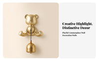 Smooth Finish Door-Mounted Bell Black Cord Bear Entry Chime Hanger