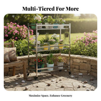 Multi-Level Pot Stand Floor-Standing Rolling Flower Pot Display With casters High Capacity for Balcony
