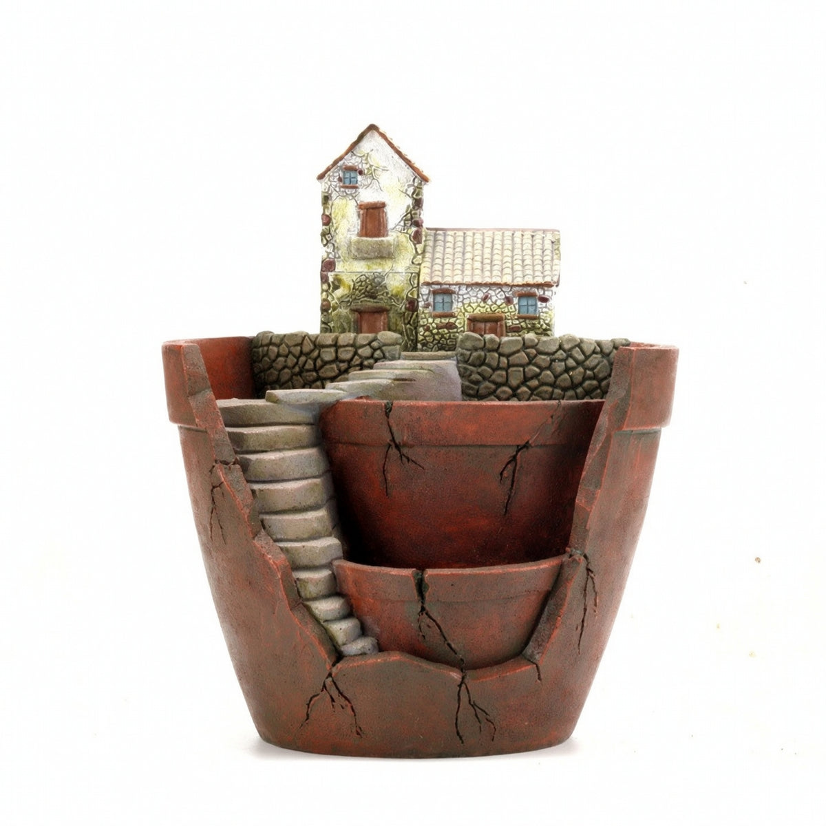 Planter with Miniature House Planter Vintage Pots for Gardeners, Fairy Garden, Desk, Windowsill