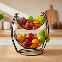 Sturdy Two-Tier Fruit Basket Stable Two Tier Fruit Basket Modern Easy to Clean for Dining Table