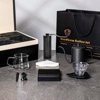 Pour Over Coffee Set with Grinder, Filter Paper, Server, Dripper, Scale, Hand Grinder, Gift Box
