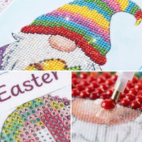 DIY 5D Diamond Painting Kit, Easter Gnome Full Drill Diamond Art, Colourful Spring Gonk with Eggs and Butterflies, Round Rhinestone Crystal Craft Picture for Adults Kids Home Wall Decor Gift