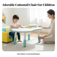 Peanut Table and Bunny Chair Set Height-Adjustable for Study Room, Preschoolers