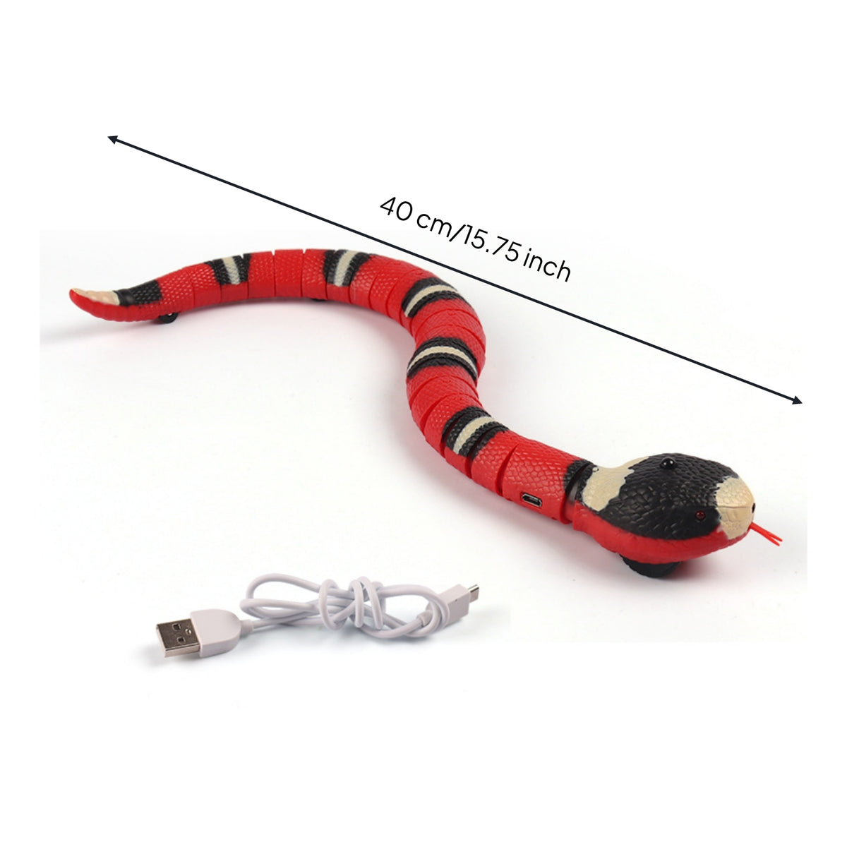 Obstacle Avoiding Feline Toy USB Rechargeable Snake Feline Toy Red Body