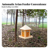 Automatic Dispensing Hanging Gazebo Feeder Weather Resistant Bird Feeding Station Weatherproof Seed Dispenser Easy to Fill for Nature Lovers, Gardeners, Homeowners, Outdoor, Outdoors, Yard, Patio