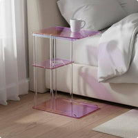 3-Tier Acrylic Side Table Easy to Match Acrylic C-Shaped Table Modern Minimalist Style Home Furniture for Bedroom