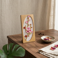 Blossom Frame Patterned Background Miniature Floral Frame Wooden Finish Miniature Decoration