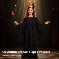 Maxi Performance Dress Halloween Cape Sleeve Dress Cosplay Gown Machine Washable for Girls, Kids