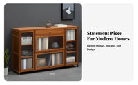 Multi-Functional Sideboard with Fluted Doors Large Capacity Bookcase Easy to Assemble Storage Furniture Dust-Proof Design for Book Lovers, Homeowners, Living Room, Hallway, Entryway, Kitchen