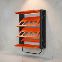 Can Rack with Shelves Oval Openings Metal Wall Storage Rack Accessible Design