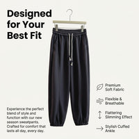 Joggers for Women, Sweatpants with Pockets and Elastic Waistband, Embroidered Ladies for Casual Wear and Lounging