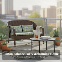 4 Pieces paddinged Outdoor Lounge Set Hand-Woven Design Garden Furnishing Glass surface Thick paddings for homeowners, rearyard