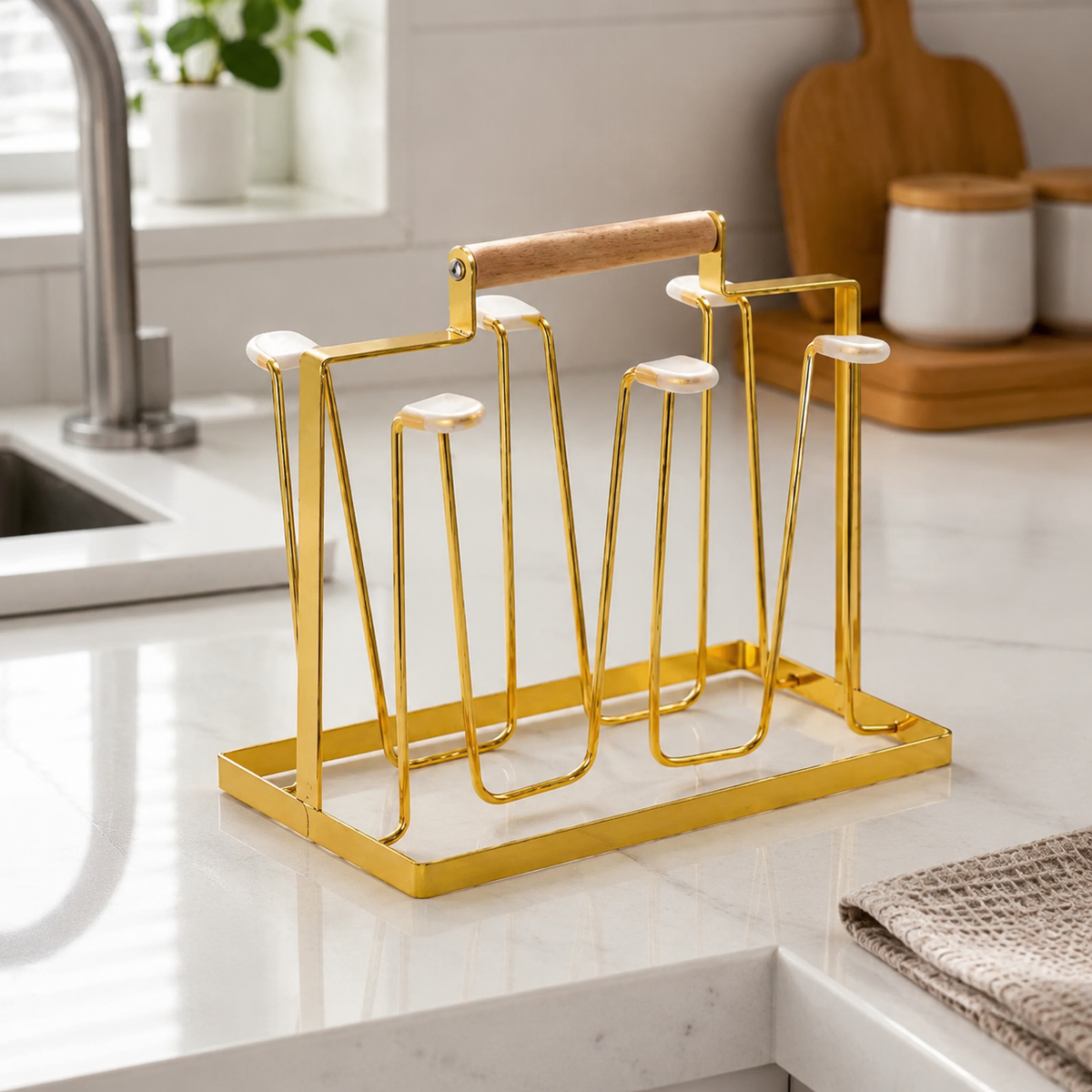 Cup Drying Rack, Mug Cup Stand, Glass Drying Rack, 21x14x20cm, Desktop, Metal Made