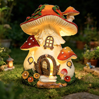 Solar Toadstool House Light Weatherproof Solar Powered Garden Gnome House
