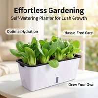 Large Automatic-Watering Planter Box, Outdoor Plant Pots for Balcony, 15L Grow Box with Soil & Plant Food, Synthetic Material