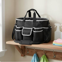 Cleaning Supply Organizer Bag with Handle Multi Pocket Cleaning Bag Multiple Compartments Household Storage for Janitors