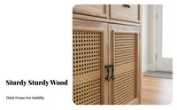 2-Door Rattan Cabinet Large Capacity Rattan Door Console Breathable Design Multifunctional for Kitchen