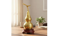 Brass Gourd Figurine Good Luck Symbol Feng Shui Hulu Ornament for Home Entrance