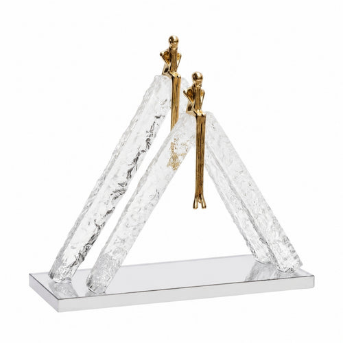 Crystal Figurine with Mirrored Base Abstract Decor Elegant for Entryway