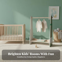 Toddler Dress-up Station Multi-Functional Storage A-Frame Clothes Rack Childreachible Height Floor-Standing for Bedroom, Nursery