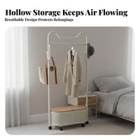 Rolling Mirror with Clothes Rail Bottom Storage Shelf for Dorm Room, Homeowners