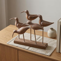Wood Base Bird Ornament Rustic Metal Stem Bird Decor Distressed Room Decoration