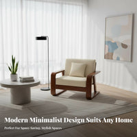 3-Seater Wooden Sofa Solid Wood Frame 3-Seater Sofa Simple Modern Design Living Room Seating for Small Apartment Dwellers, Homeowners, Lounge Area