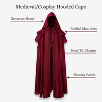 Hooded Cape Fancy Dress Lace Trim, Dress Costume Ruffled Shoulder Cosplay, Halloween Fancy Dress Str - Image 7