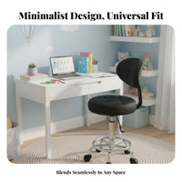 Adjustable Padded Round Stool Thickened padding Height-Adjustable Caster Stool