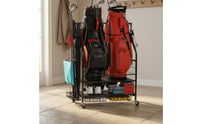 Golf Bag Storage Rack Caster Wheels Rolling Golf Bag Rack Two-Tier