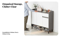 Solid Wood Panels Entryway Shoe Storage Cabinet Extra-Large Capacity Modern Shoe Cabinet with Doors Long-Lasting Construction Household Furniture for Homeowners, Families, Apartment Dwellers, Mudroom, Closet, Living Room, Bedroom
