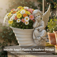 Angel Statue Planter Elegant Design Angel Statue Flowerpot Resin Sculpture Pot for Balcony, Patio, Porch