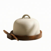 Butter Dish Set Ceramic Butter Keeper Arched Handle