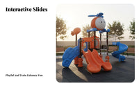 Combination Slide Playset Anti-Slip Handrails Multi-Activity Play Center Easy Climb Steps Amusement Park Equipment for Young Children, Kindergarten