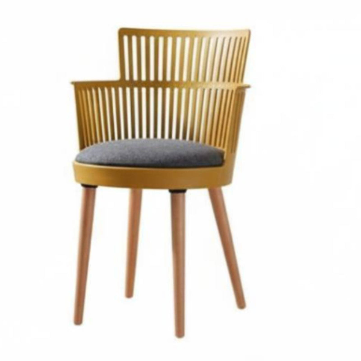 Upholstered Seat Restaurant Chair Comfortable Padding Upholstered Dining Chair Slatted Rear Armchair Long-Lasting Construction