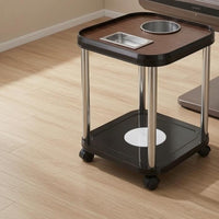 Board Top Mahjong Side Table Stainless Steel Game Side Table Rounded Corners Lower Shelf