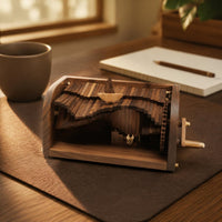 Song of the Waves Melody Box Kinetic Design Moving Ship Handmade Type for Shelf