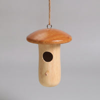 Toadstool Birdhouse Rustic Hanging Bird Feeder with Cord Outdoor for Gardeners