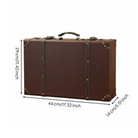 Vintage Suitcase Storage Case Rustic Charm Retro Leather Trunk Box Gift-Ready Wooden Luggage Trunk for Shop Window, Bedroom