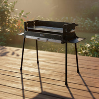 Stainless Steel Charcoal Barbecue Grill with Side Shelves Heat-Resistant Charcoal Grill with Side Tables Compact Heavy-Duty for Campers, Camping, Backyard
