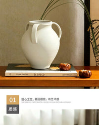 中古风三耳花瓶民宿客厅餐桌家居玄关干花仿真花插花器装饰摆件品