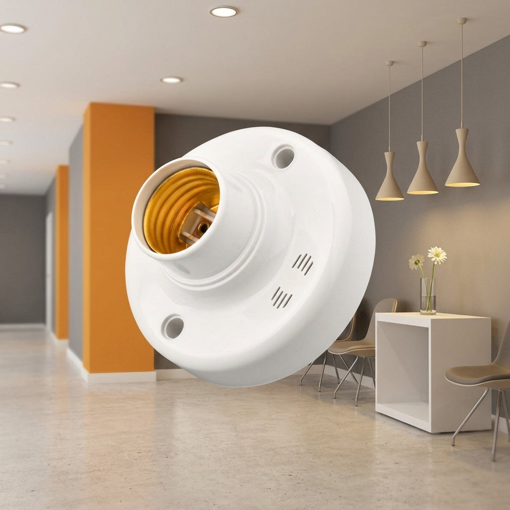 Night Light for Bathroom with E27 Screw Base, Pack of 2 Voice Activated Bulb Holders, Energy Saving E27 LED Hallway Light, 220V 10A E27 Screw