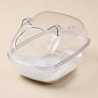 Easy Clean Hamster Sand Bath with Sand Containment House, Clear Hamster Toilet for Dwarf Hamsters, Includes Ladle and Bedding Area