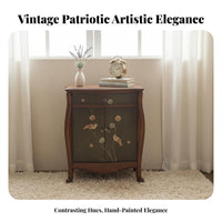 2-Door Painted Chest Vintage design 2-Door Patterned Cabinet Distressed Finish Decorative Pattern Doors for Homeowners, Hallway