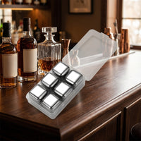 Home Bar Stainless Steel Whisky Stones for Modern Style, Chilling Steel Ice Gift for Him, Food Grade Bar Accessories, Set of 2